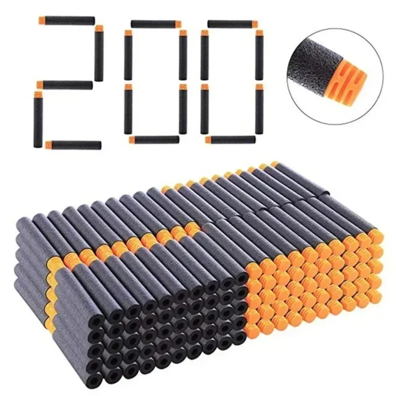New Black Soft EVA Toy Gun Bullets 7.2cm*1.3cm Refill Darts for Nerf Series Blasters Xmas Kid Children Gift (New Arrival)