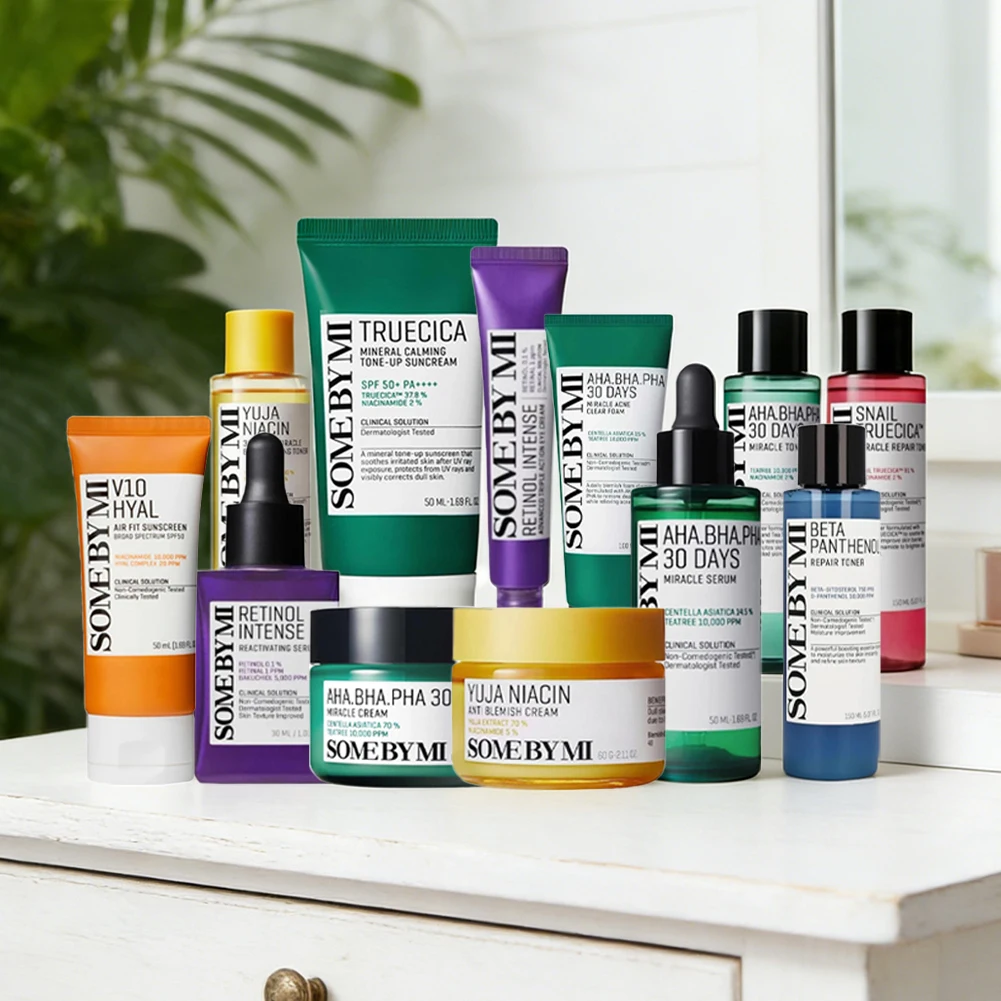 Korean SOME BY MI AHA BHA PHA Tea Tree Triac Acid Essence Face Cream Set for Deep Cleaning of Acne-Sensitive Skin