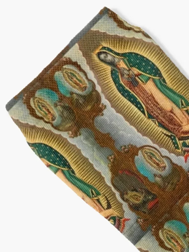 Virgin of Guadalupe and the Four Apparitions Mexican Hispanic Folk Art 1773 Socks basketball luxury gifts Women Socks Men's