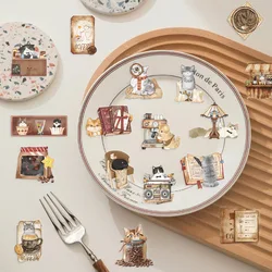 50Pcs Transparent Coffee Cat Stickers for Scrapbooking Diary Laptop Junk Journal Notebook Kids Envelope Card Making Diary