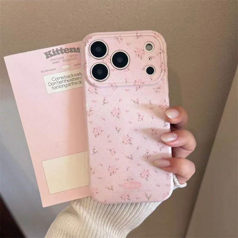 insWind pink floral bow phone caseiPhone16/15/14/13/12/11/17ProMaxFull-coverage soft shell for women  view 2