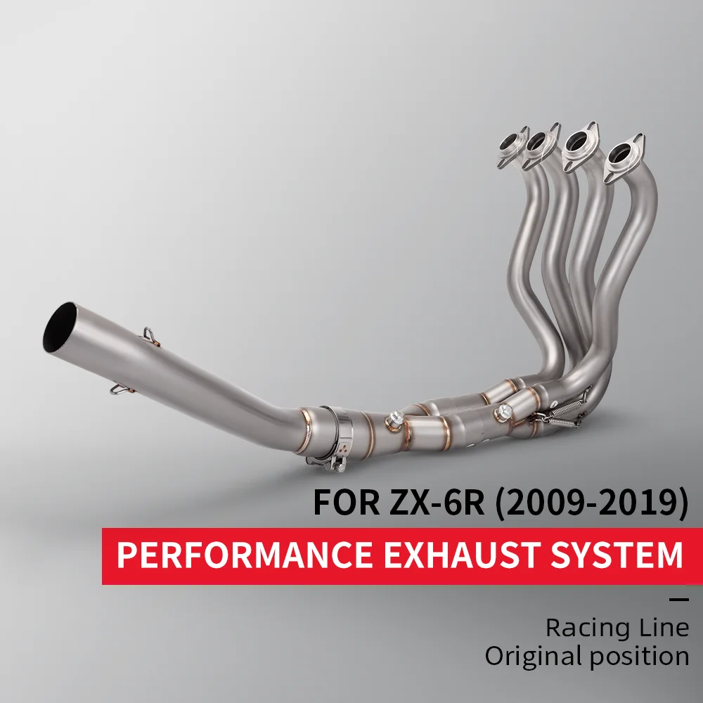 high quality full exhaust system Stainless steel front link pipe header for zx6r 636 ninja zx6r 2009-2019 fits 51MM muffler
