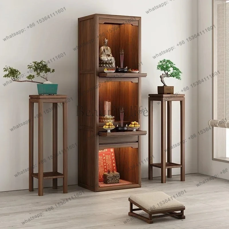 Factory Direct New Chinese-style solid wood  three-layer Buddhist shrine offering table New Chinese-style simple shrine shrine