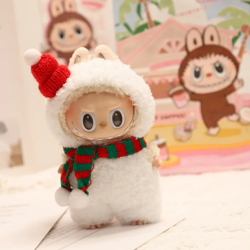 17cm Cute Mini Plush Doll'S Clothes Outfit Accessories For Korea Kpop Exo Labubu Idol Dolls donut overalls Clothing DIY Kid Gift