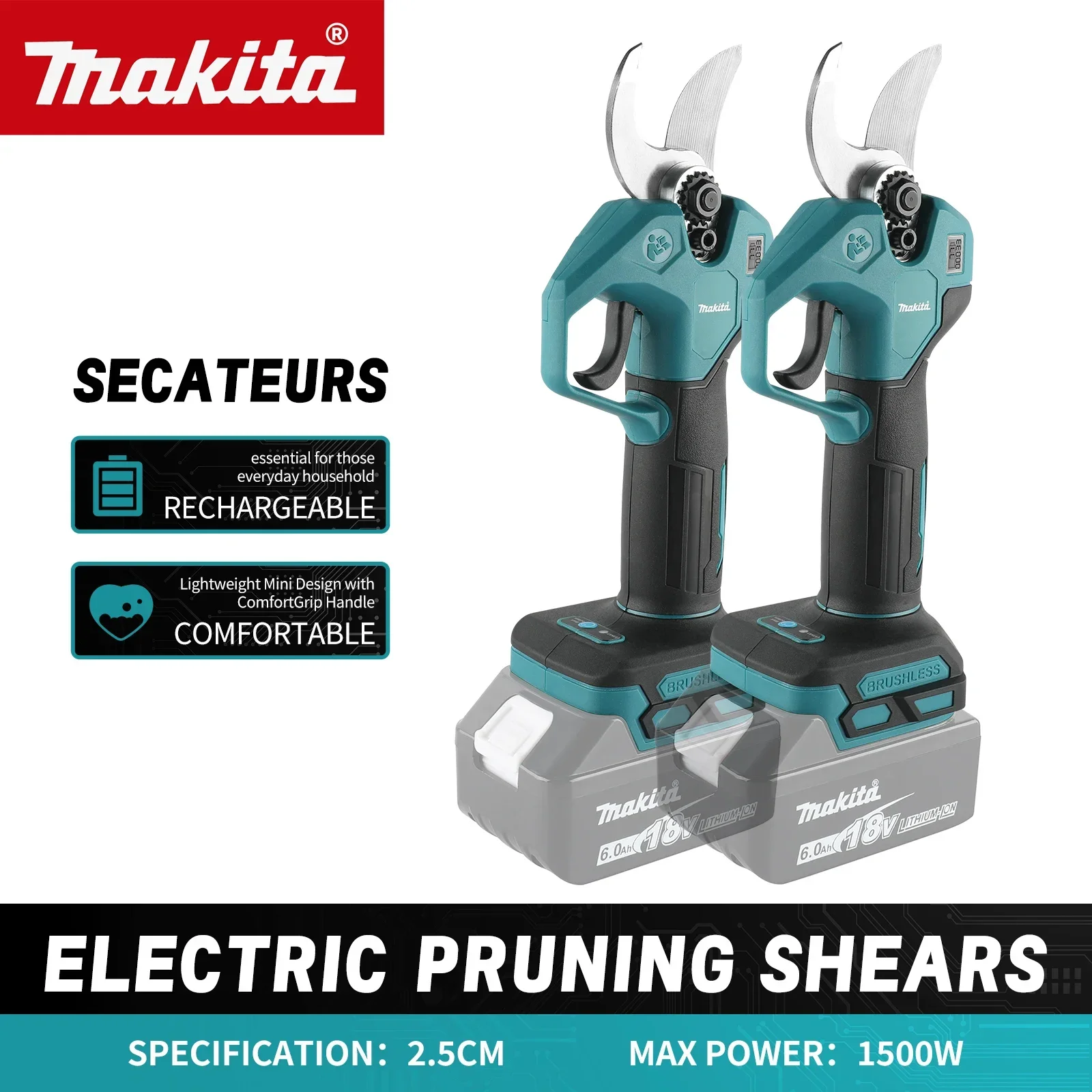 Tesouras de poda sem fio sem escova Makita 18V: a ferramenta ideal para aparar árvores frutíferas e galhos precisos e sem esforço no seu jardim