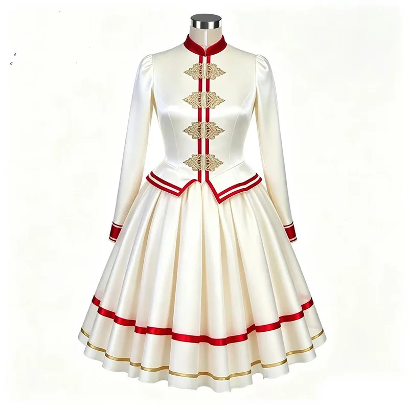 girls-white-satin-ballet-performance-dress-long‑sleeve-red-gold-trim-folk-style-stage-dance-costume-for-competition