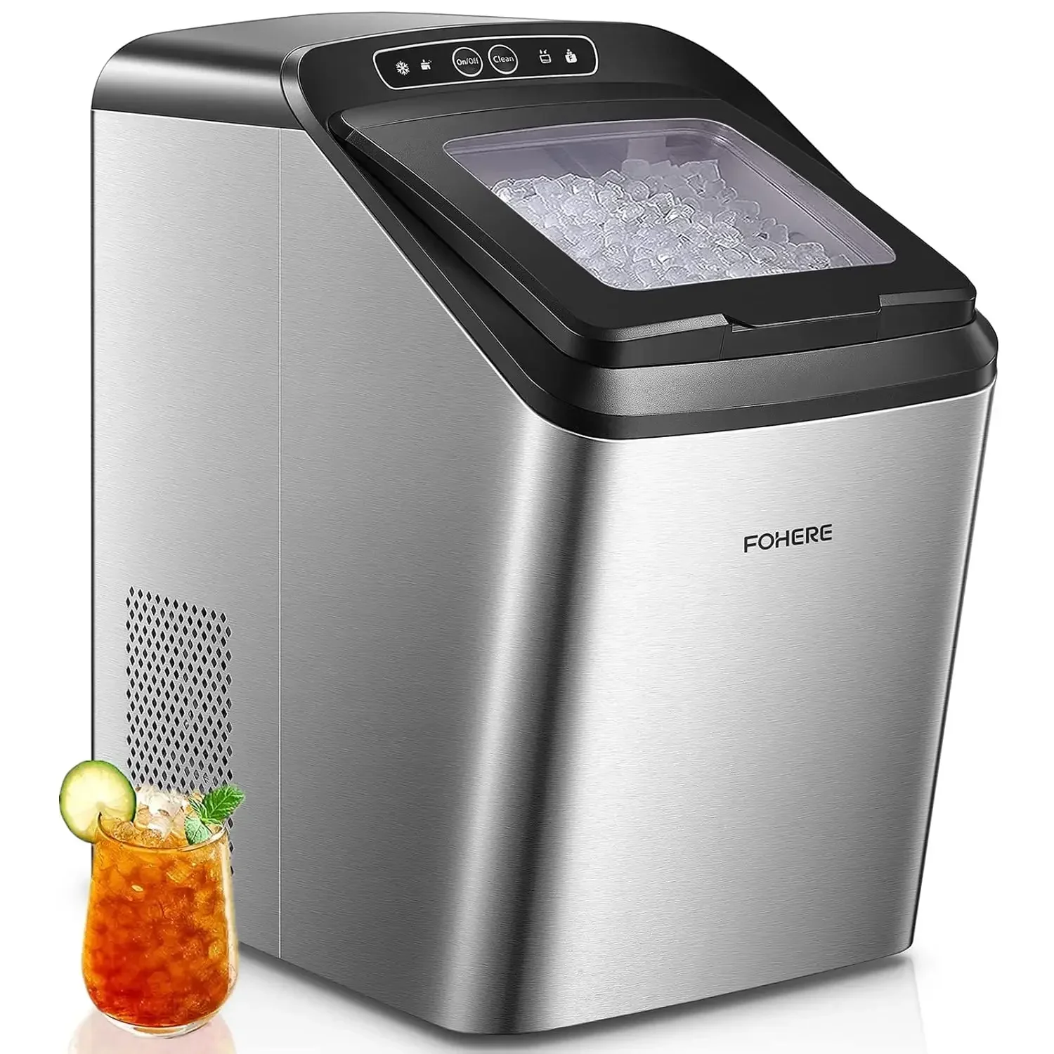 

Nugget Maker Countertop, Makes 33lbs Crunchy in 24H, 5.3lbs Basket, Self-Cleaning Pebble Ice Machine, Portable