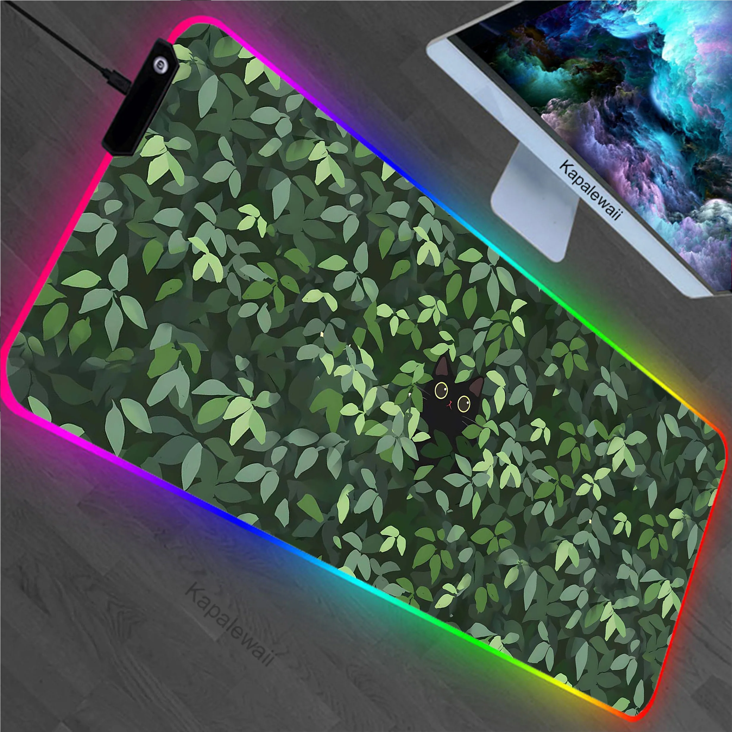 

Cat Plant RGB LED Green Mechanical Keyboard Gamer Desk XXL Mouse Pad 900x400 Mice Keyboards Computer Peripherals Office Mousepad