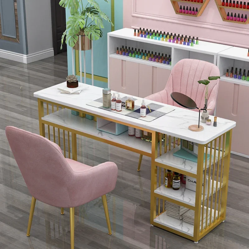 

Commercial Nail Table Manicurist Beauty Vanity Exquisite Table Receptionist Professional Tavolo Unghie Nail Bar Furniture
