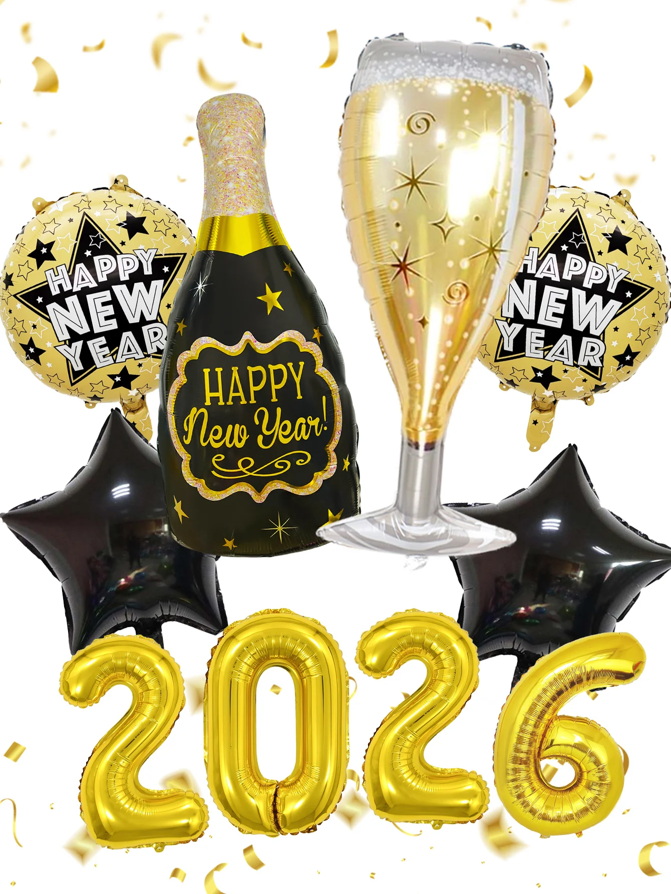 10 قطع/مجموعة بالونات رأس السنة، مناسبة لحفلة رأس السنة الجديدة 2026، لوازم تزيين حفلات رأس السنة الجديدة، موضوع السنة الجديدة