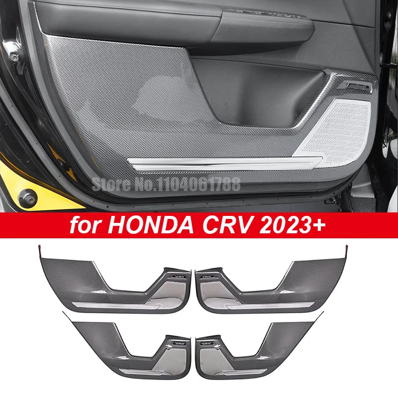 

4PCS Car Inner Door Anti-Kick Pad Protective Sticker Carbon Fiber Fit for Honda CRV 6th CR-V 2024 2025 Threshold Strip Pad