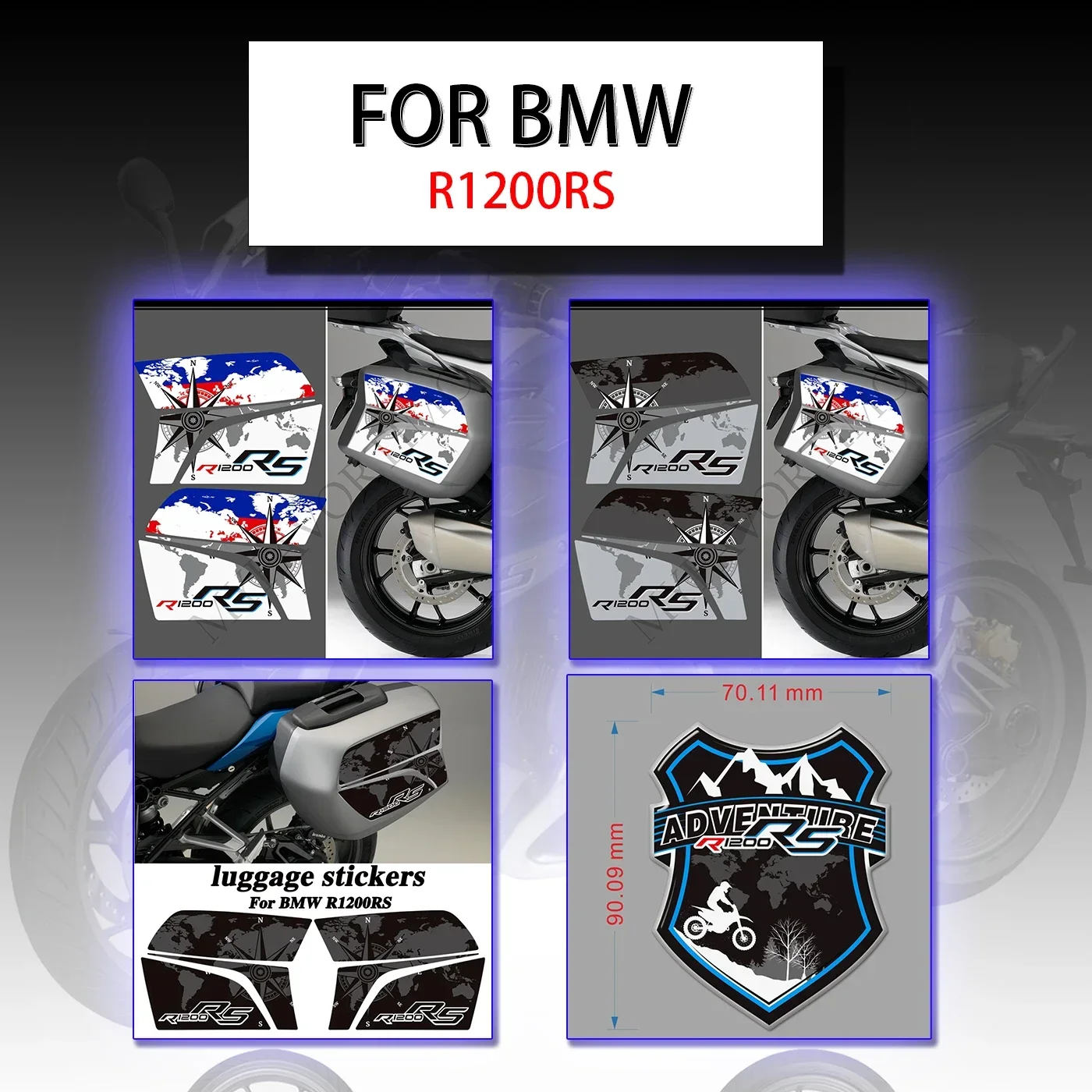 

Motorcycle Stickers For BMW R1200RS Decals Emblem Logo Trunk Luggage Panniers Cases