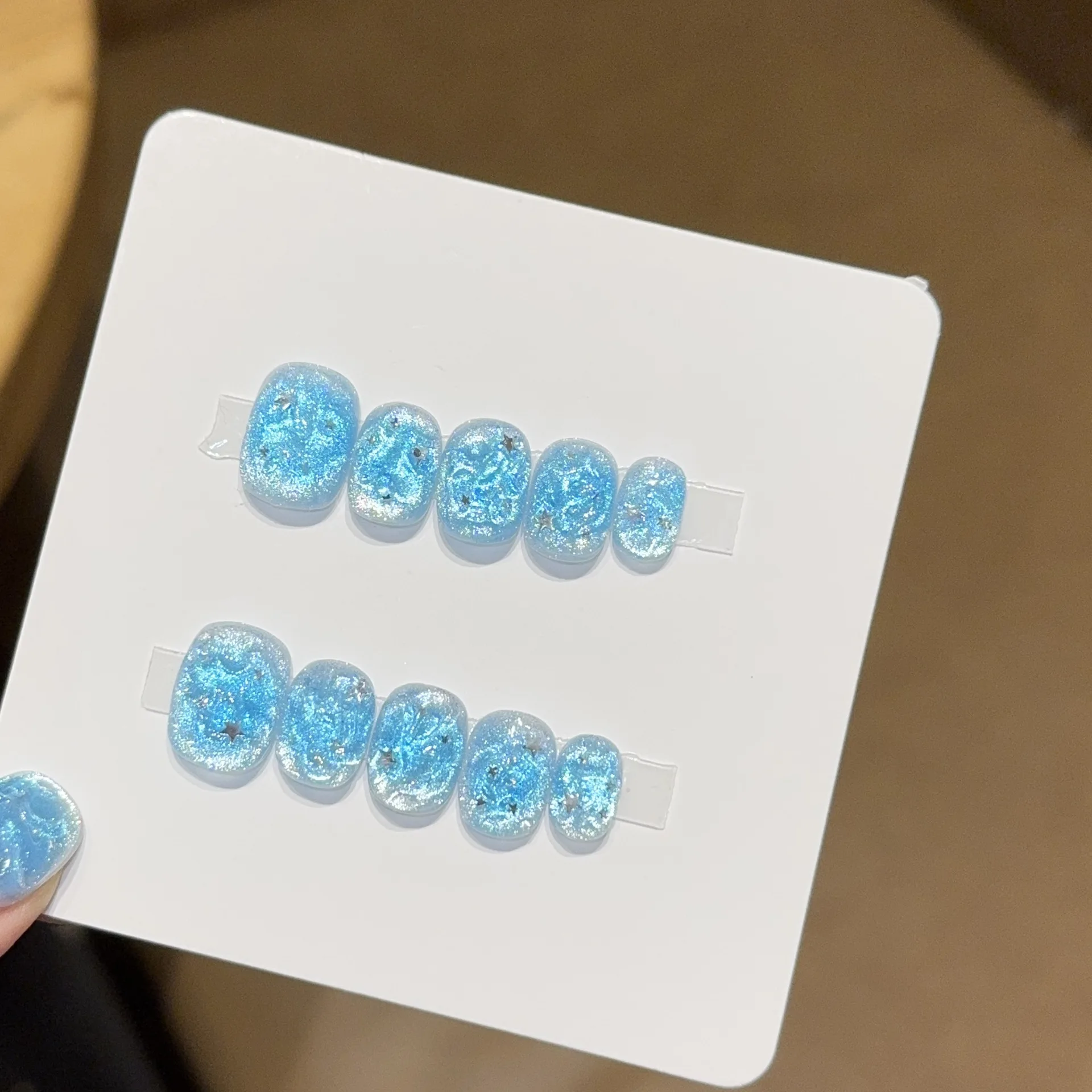10 stuks handgemaakte korte op - Nail Art Ice Blue recensie en prijs
