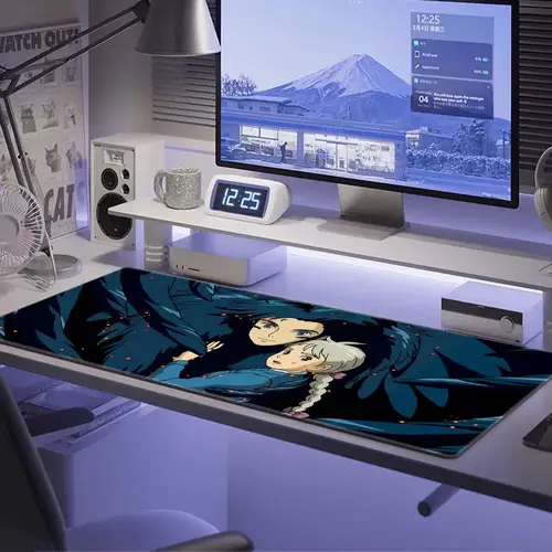 Imagen 2 del producto Alfombrilla de ratón de escritorio de Howl y Sophie, alfombrilla de ratón de Anime, Linda alfombrilla de escritorio HD, alfombrillas de teclado extendidas para juegos, XXL grande para Gamer alfombrilla de ratón, 90x40
