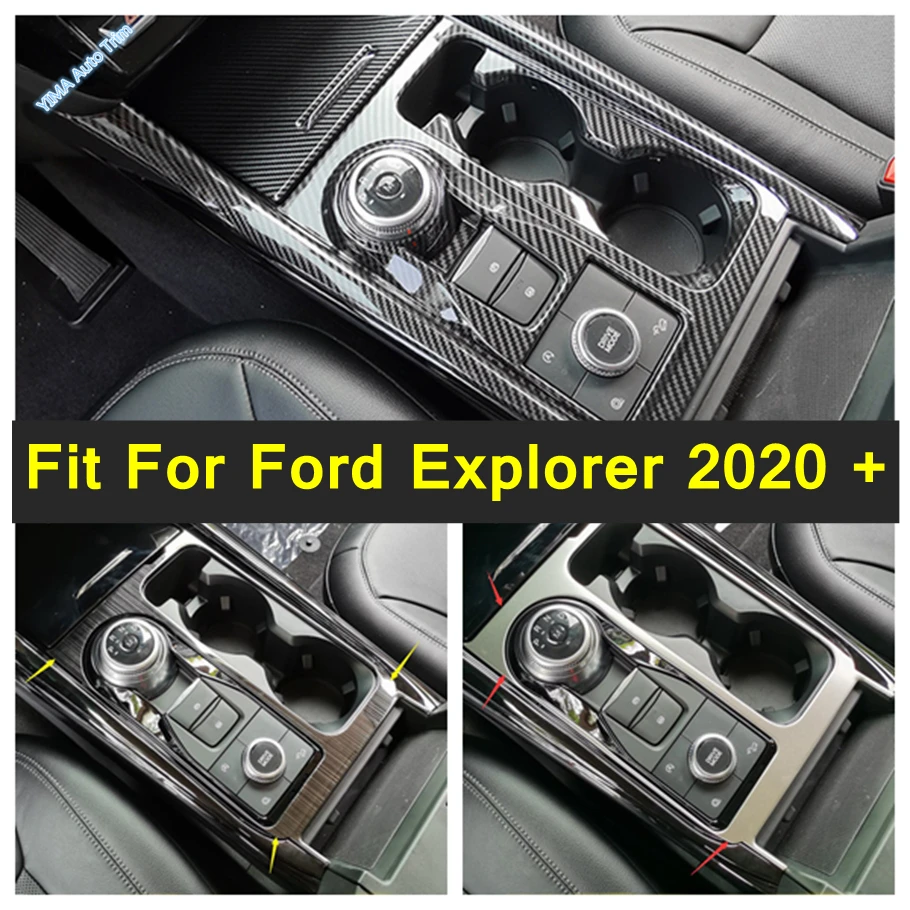 

Auto Transmission Shift Gear Panel Frame Decor Cover Trim For Ford Explorer 2020 - 2023 Silver / Black Brushed ABS Accessories