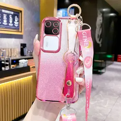 V30 pro Luxury Bling Wrist Holder Case For Vivo V30 V29 Lite v27 pro V30E V29E V27E Y39 V40 SE V50 Lite Case with Lanyard Cover