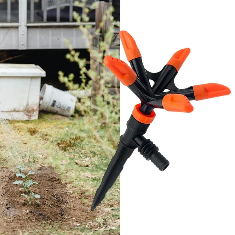 Efficient 5 Arm Sprinkler for Garden Watering Practical Irrigation Nozzle with Nonslip Handle Flower Irrigation Tool