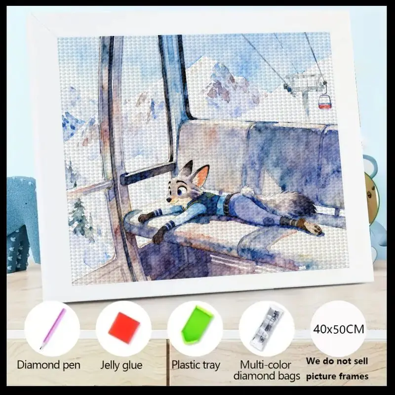 

1 шт. 5D DIY Набор для алмазной живописи, милая мультяшная лиса в лыжном лижном подъеме с видом снежной горы, полная дрель, хрустальные стразы, искусство и ремесло