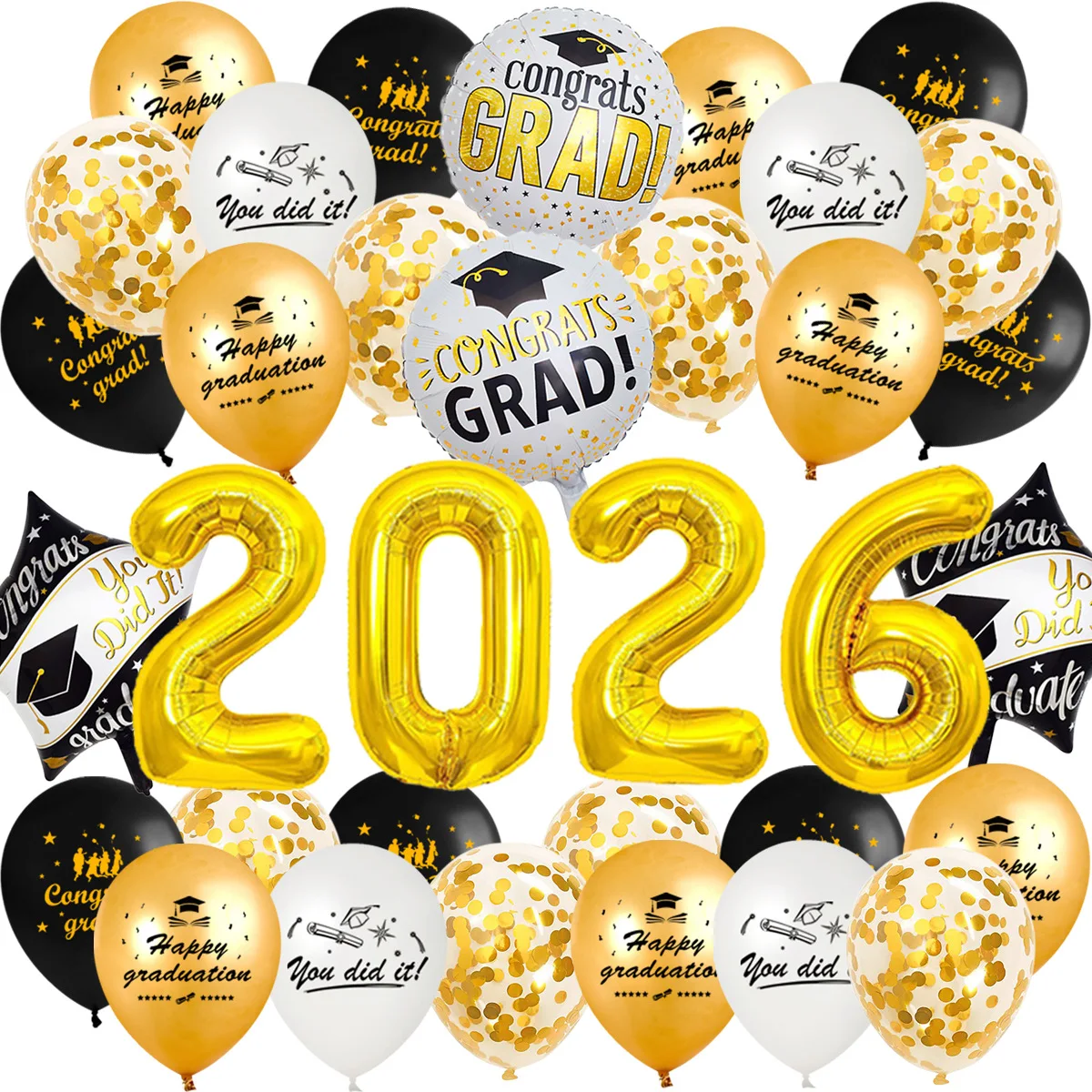

2026 Graduation Season Theme Balloon Set Graduation Season Ceremony Party Decoration Pentagram Aluminum Film Balloon Set
