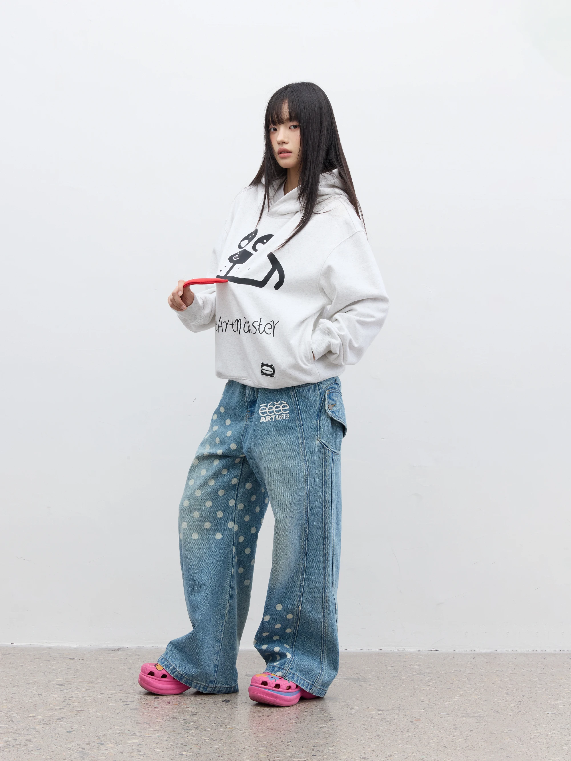  Dog Hat Sweatshirt Eeee Art Monster Tongue Embroidery Bead Hoodie Standard Fit Long Sleeve Youth Fashion Autumn Wear