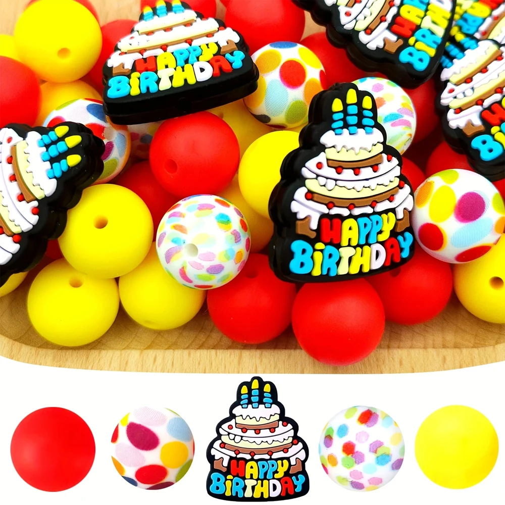 5/25-teiliges Silikonperlen-Set aus der Kuchen-Serie, perfekt für handgefertigte DIY-Kunsthandwerke wie Schlüsselanhänger, Halsketten, Armbänder usw