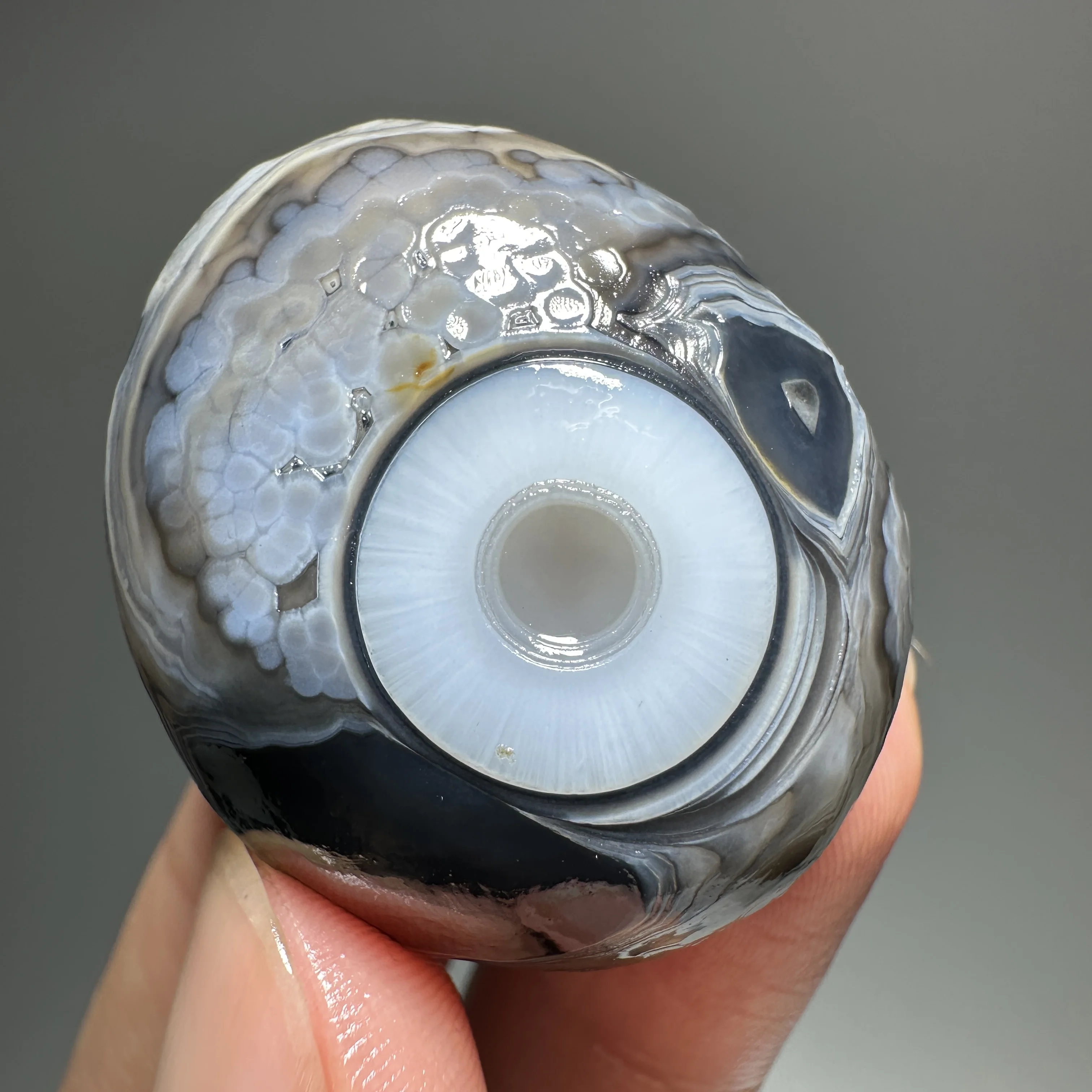 Natural Black Sardonyx Agate Alxa Gobi Eye Mineral Specimen Energy Crystal Chakra Reiki Healing Stone view 5