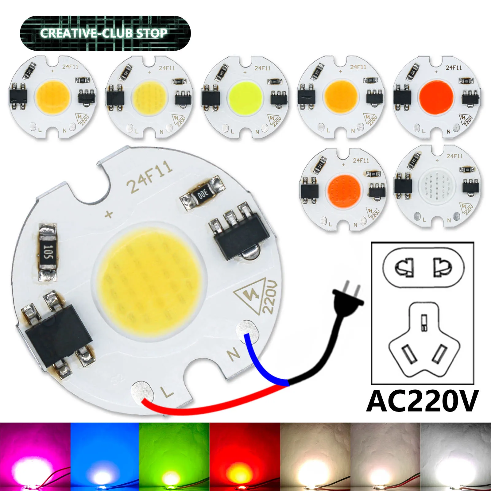 1-100 pz 3W 5W 7W LED COB Chip 220V LED Matrix Smart IC Driver lampada LED perline sorgente luminosa per LED diodo faretto modulo lampadina