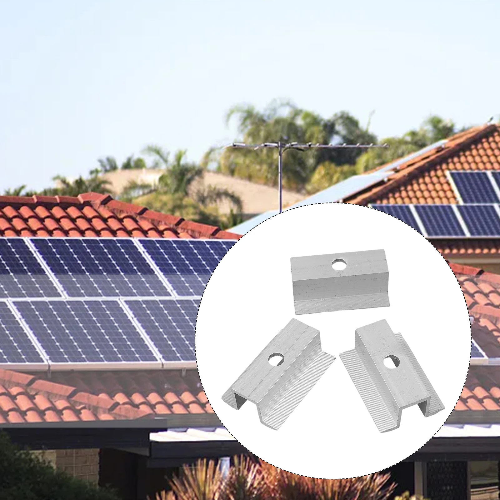 4 or 10 Piece Aluminum Solar Middle Clamp for Photovoltaic Panel Mounting on Rails with 25-50mm For Frame Height Fit
