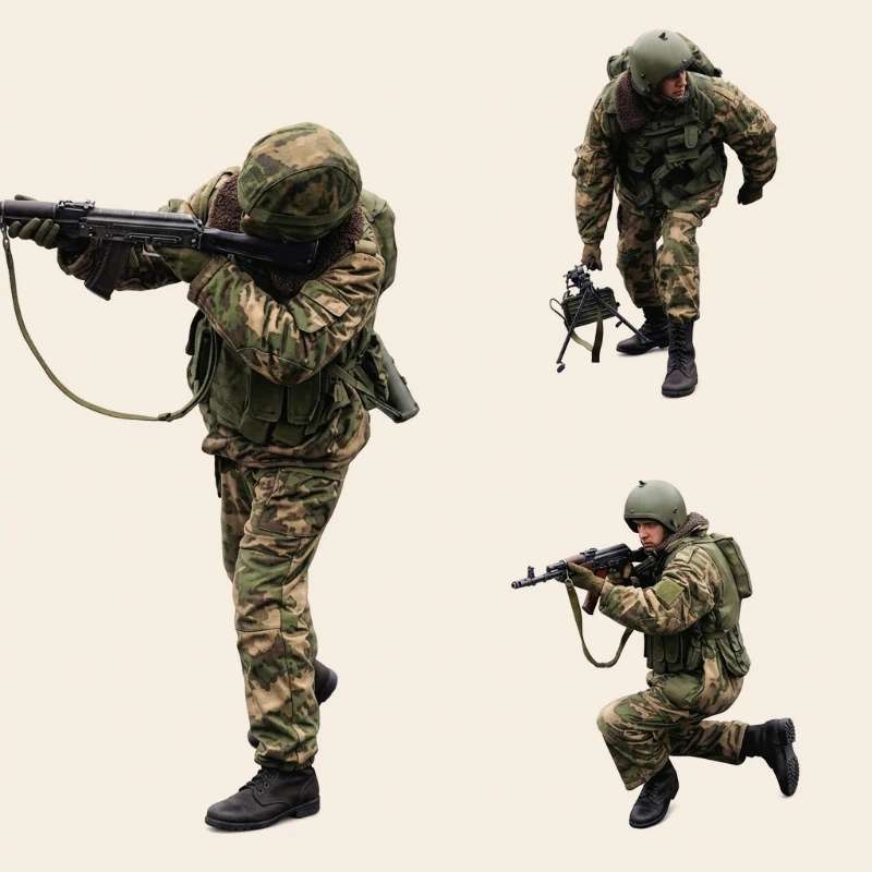 1/16 Scale Die-Cast Resin Figure Model Kit Russian Internal Troops Shooting From Cover (No Truck) Unassembled Unpainted