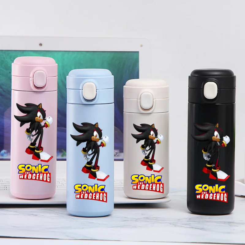 420ML Sonic The Hedgehog Stainless Steel Water Cup Leak Proof Vacuum Thermos Travel Portable Cartoon Children Drinking Cup Gift