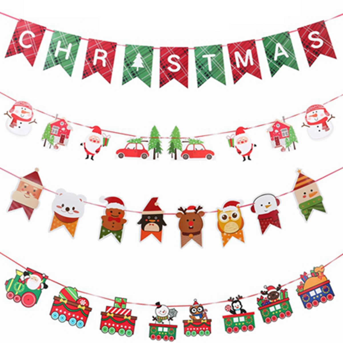 

Merry Christmas Paper Banner Garland Xmas Decorations for Home Santa Ornament Hanging Flag 2023 Navidad New Year Party Supplies