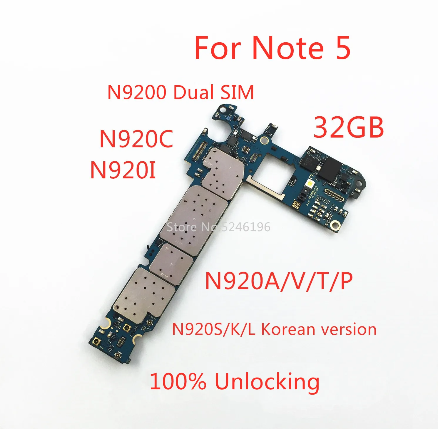 1pcs 100% Unlocking Motherboard For Samsung Galaxy Note 5 N9200 N920C N920I N920A/V/T/P N920S/K/L 32GB Replace Part