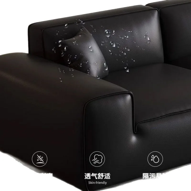 

Simple modern living room leather tofu cubes straight row latex resting sand