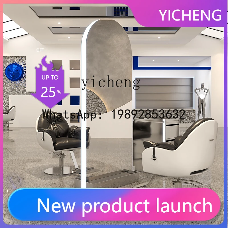 

H3 single and double-sided barber shop mirror table acrylic edge stainless steel base makeup mirror