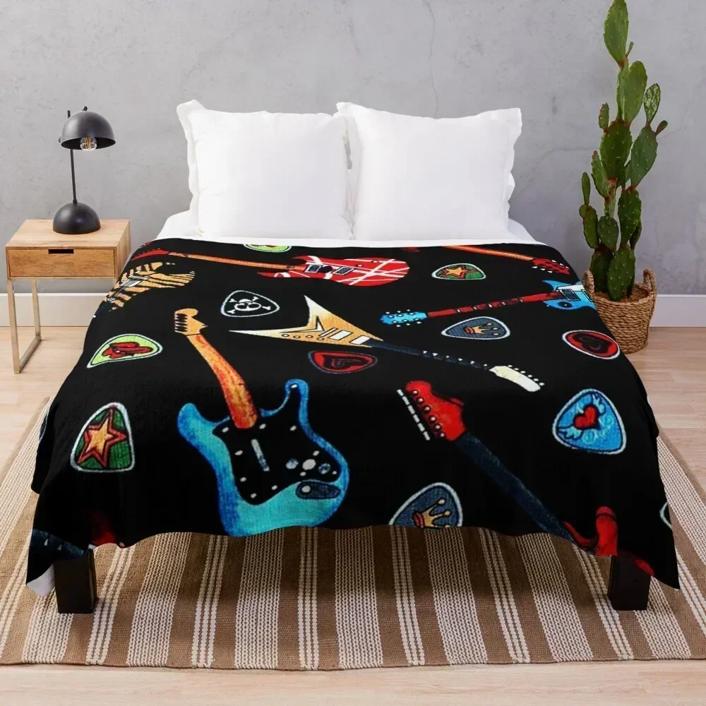 

Electric Rock Guitars Throw Blanket Soft Solid Color Blanket for Couch Bed