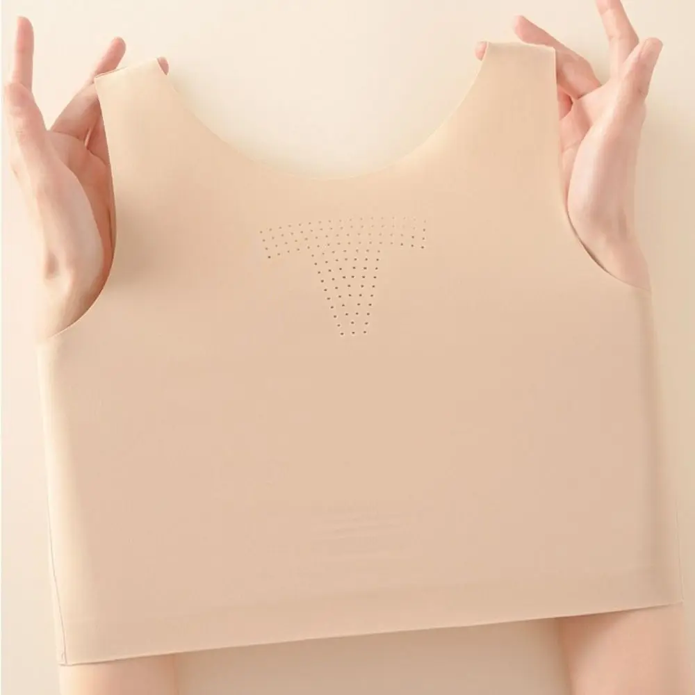 Solid Color Ice Silk Wireless Bra Slim U Neck Underwear for Women Ultra-thin Lingerie Girls Seamless Bra Sport