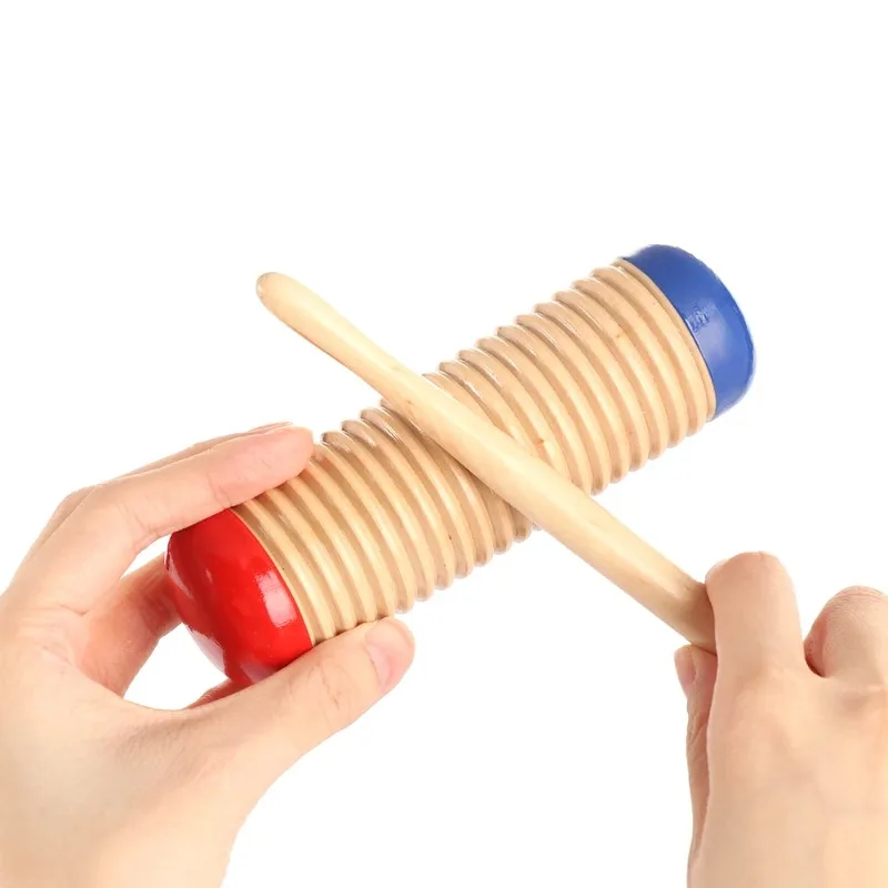 2023 Musical Instrument Rhythm Toy Wooden Guiro Music Toy for Baby Kid Child Early Educational Toys Tool Percussion with Mallet