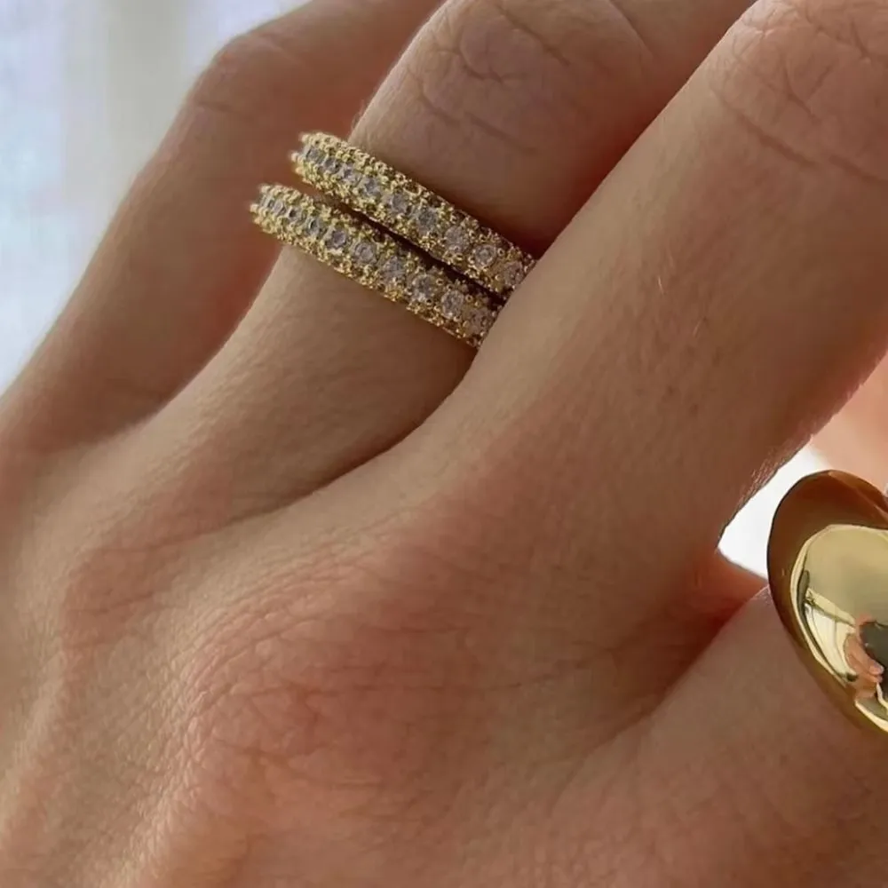 Women's Waterproof Zircon Wedding Ring, 18K Gold Plated