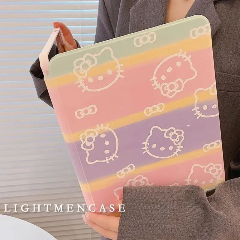 

Sanrio Hello Kitty's, милый чехол для Ipad Girly Heart, мультяшный студенческий новый стиль, настольный компьютер, все включено, флип-стиль, анти-осенний плоский корпус
