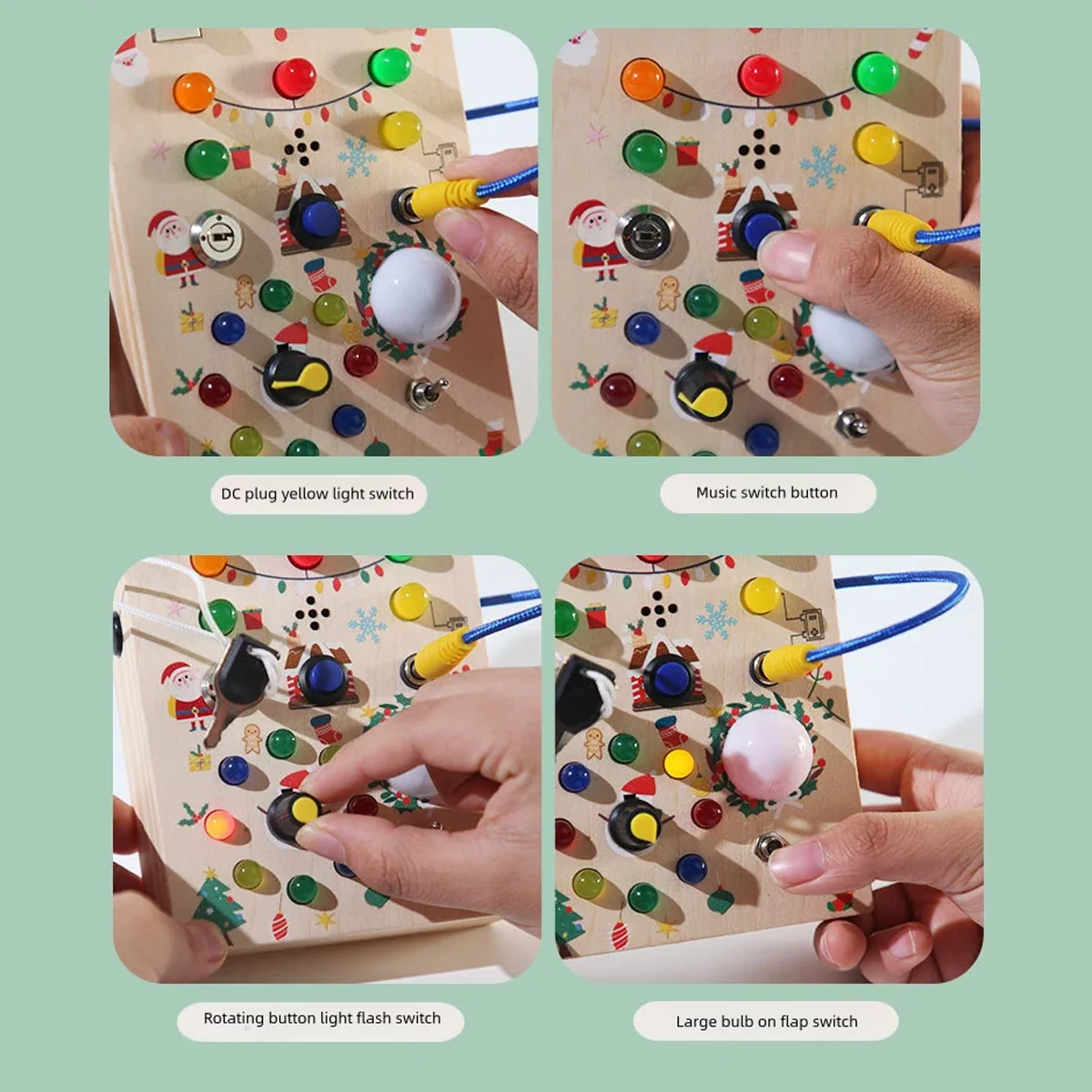 Wooden Children's Sensory Training Toys, Montessori Busy Board, LED Lights/Switch Control, Early Learning Educational, Baby Gift image 3