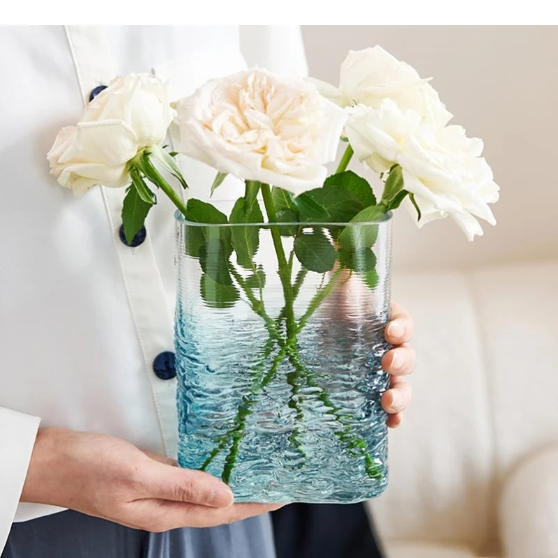 Glass Vase Water Ripple Gradient Terrarium Wavy Pattern Floral Accessories Hydroponics Bottle Home Decoration