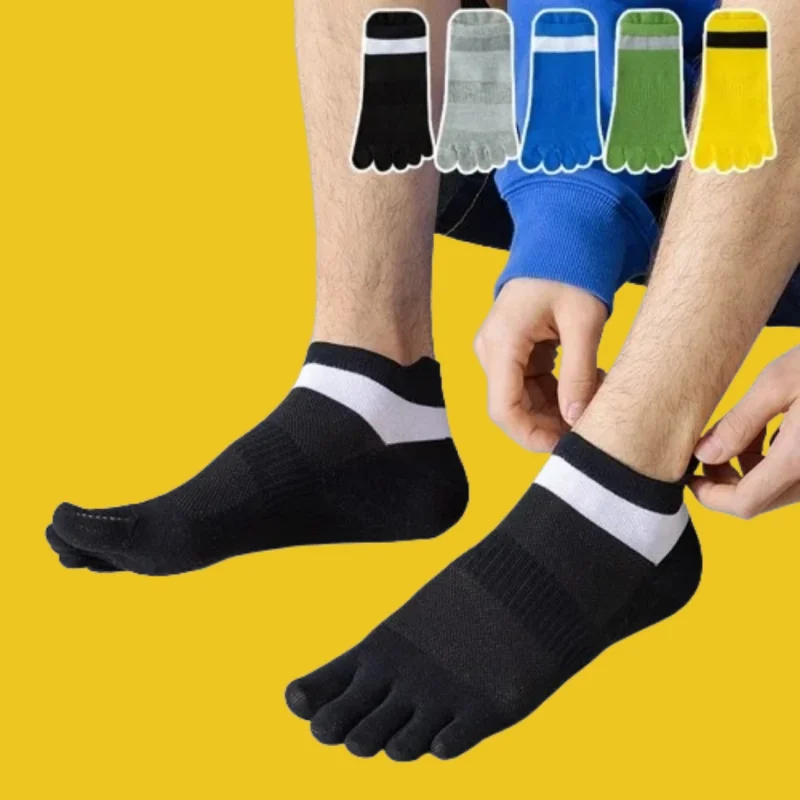 5/10 Pairs Breathable Sweat-Absorbing Cotton Socks Split Toe Sports Men's High Quality Men's Fashion Socks Five Fingers Socks