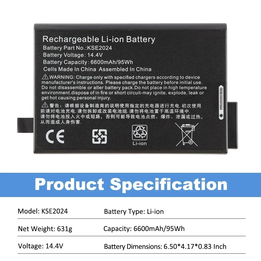 KSE2024 Replacement Battery For AEONMED VG70 HAMILTON C2  lung ventilator battery JW-Y4S3P-6.6 4ICR19/66-3 369106