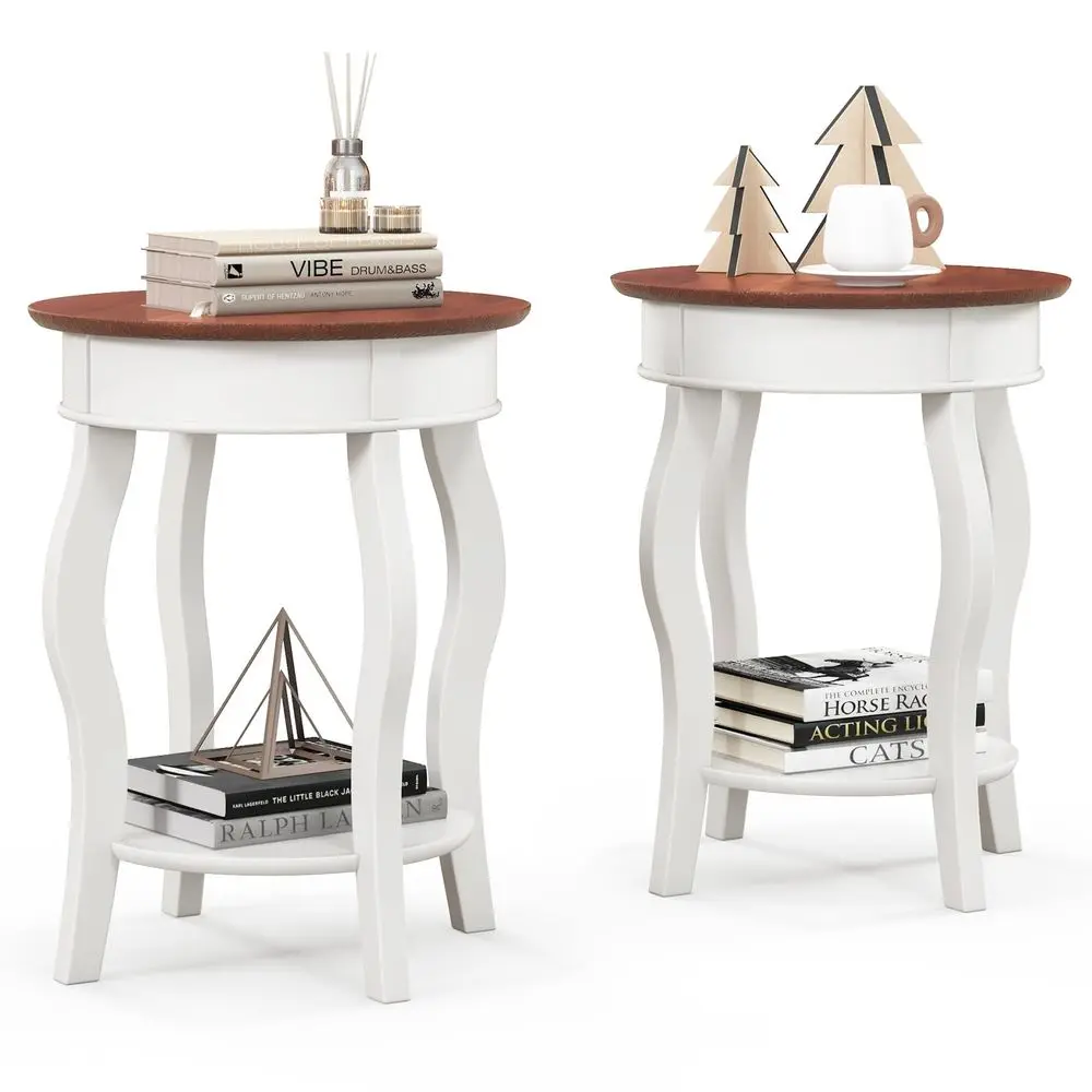 

HOME End Table with Charging Station, MidCentury Modern End Table with PullOut Shelf, Hidden Storage Side Tables, Wood Legs, Ac
