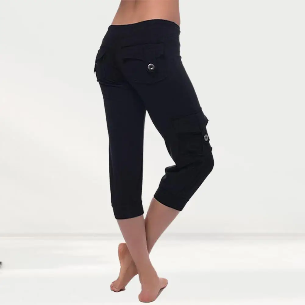 Pantalones cortos con cordón para mujer, mallas deportivas con múltiples bolsillos, levantamiento de glúteos, ajustados, Fitness