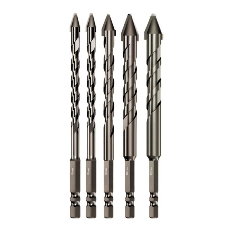 

4/5 Piece 150mm Length Eccentric Twist Drill Bits with 6.35mm Shank for Efficient Concrete Masonry Glass Drilling .Y5GA