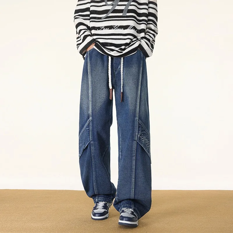Men's Jeans Plus Size Loose Fit Straight Leg Long Pants Spring Casual Trousers New Man Pants Oversized Comfort Denim