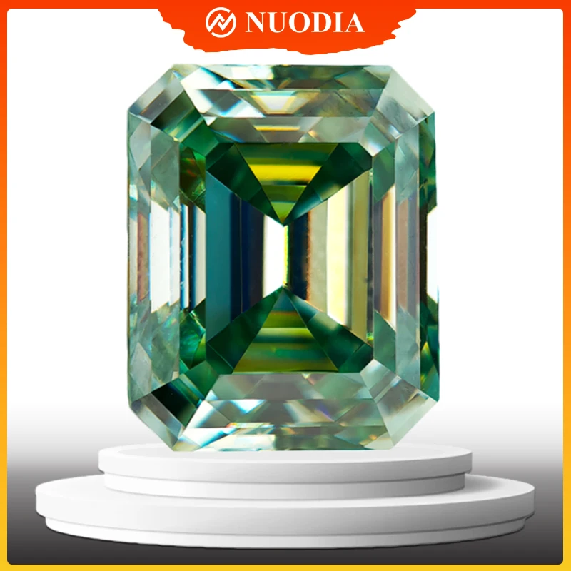

Natural Light Green Moissanite Loose Stone Emerald Cut 0.5-5.0ct GRA Certified Moissanite Stones Lab Diamond with Certificate