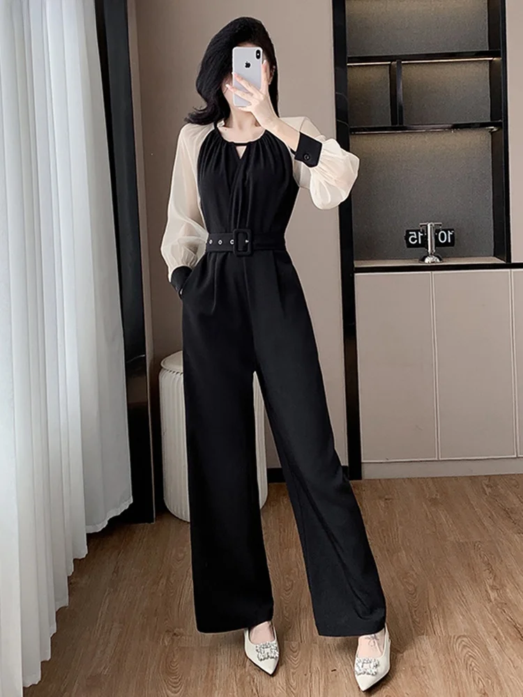 

Женские брюки La Chapelle с высокой талией и широкими штанинами, модный повседневный черный костюм-комбинезон, стройнящий, с эффектом омоложения, с завышенной талией...