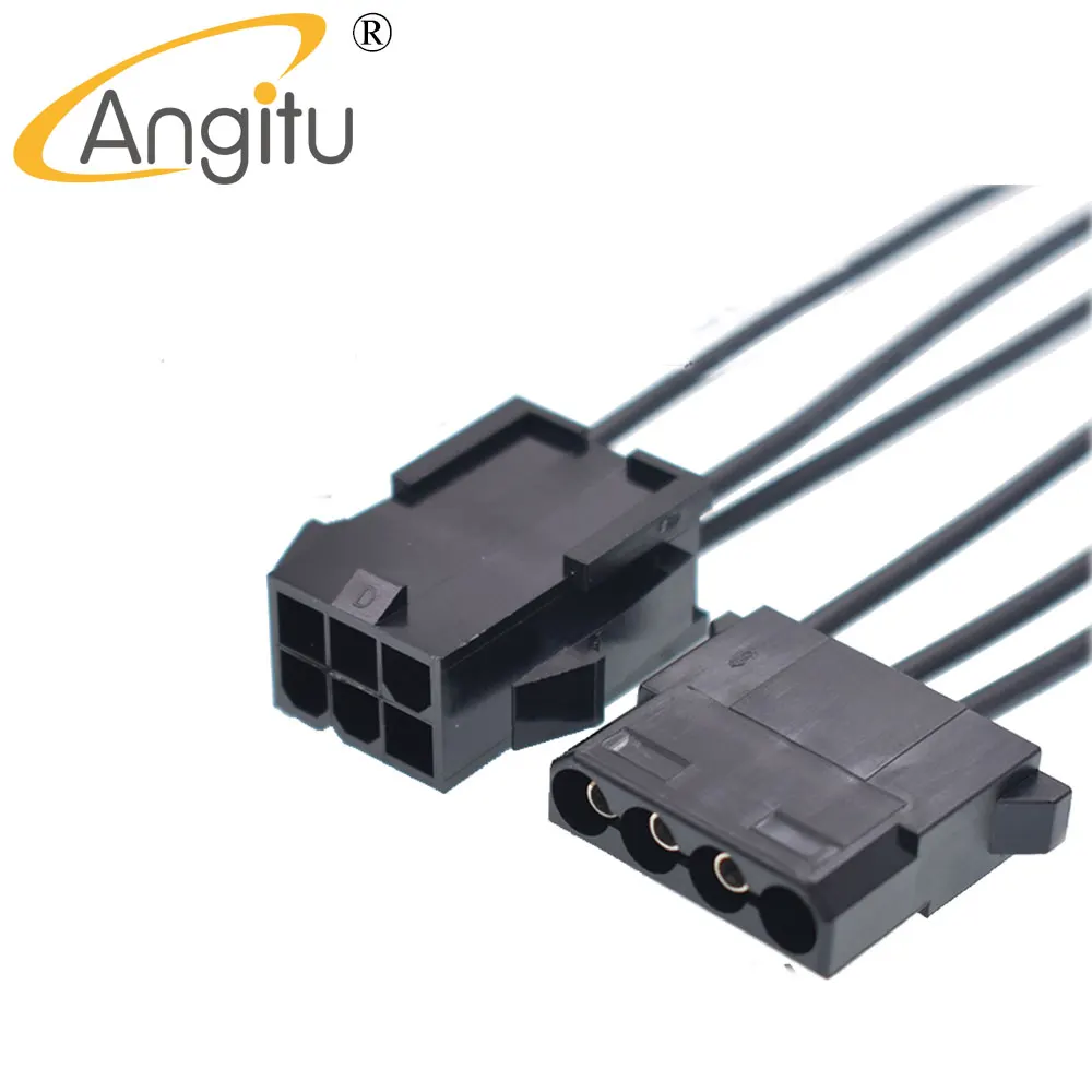 Anigtu 18AWG اللوحة الأم 6Pin وحدة معالجة الرسومات إلى D نوع موليكس كابل الطاقة طول مخصص